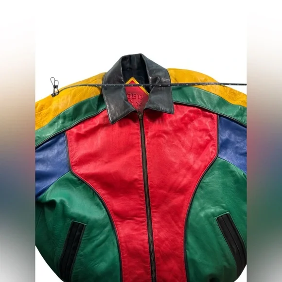 Michael Hoban RARE North Beach Leather Colorblock Moto Jacket Vintage Mens 40